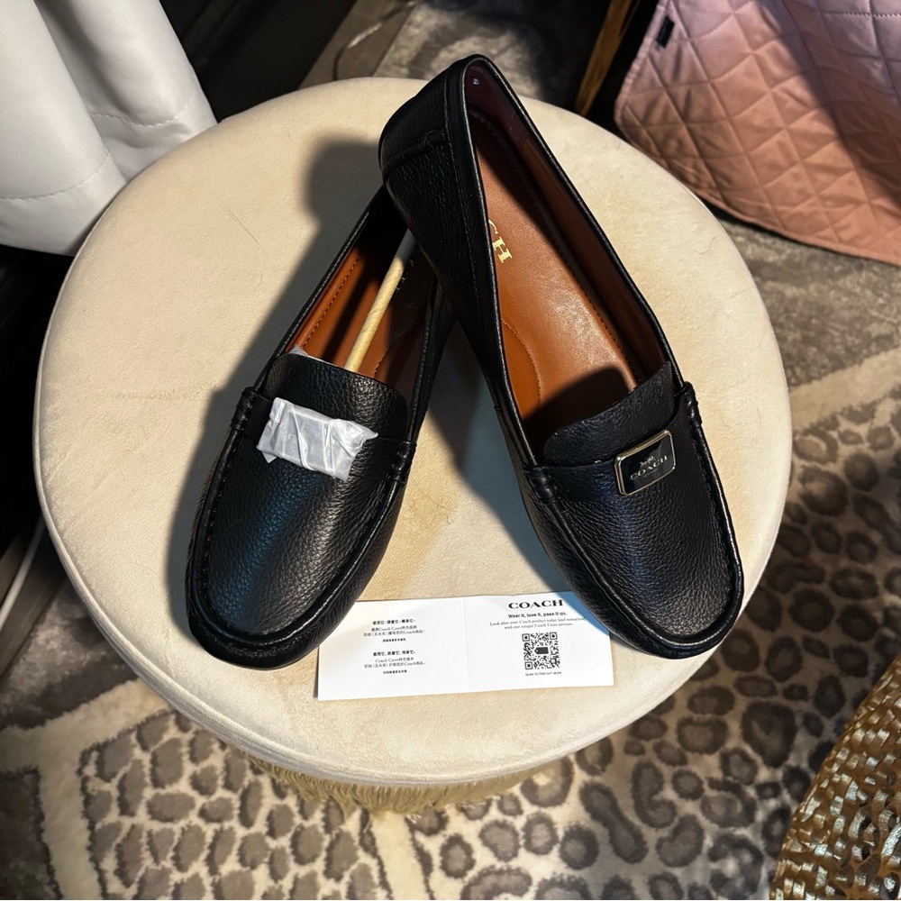 Coach Mona Driver Black Pebbled Leather Loafers  - Sz. 10 - New without box